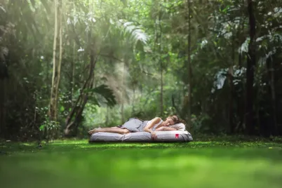 A,Hidden,Place.,Sleeping,Woman,In,Deep,Forest,Lies,On